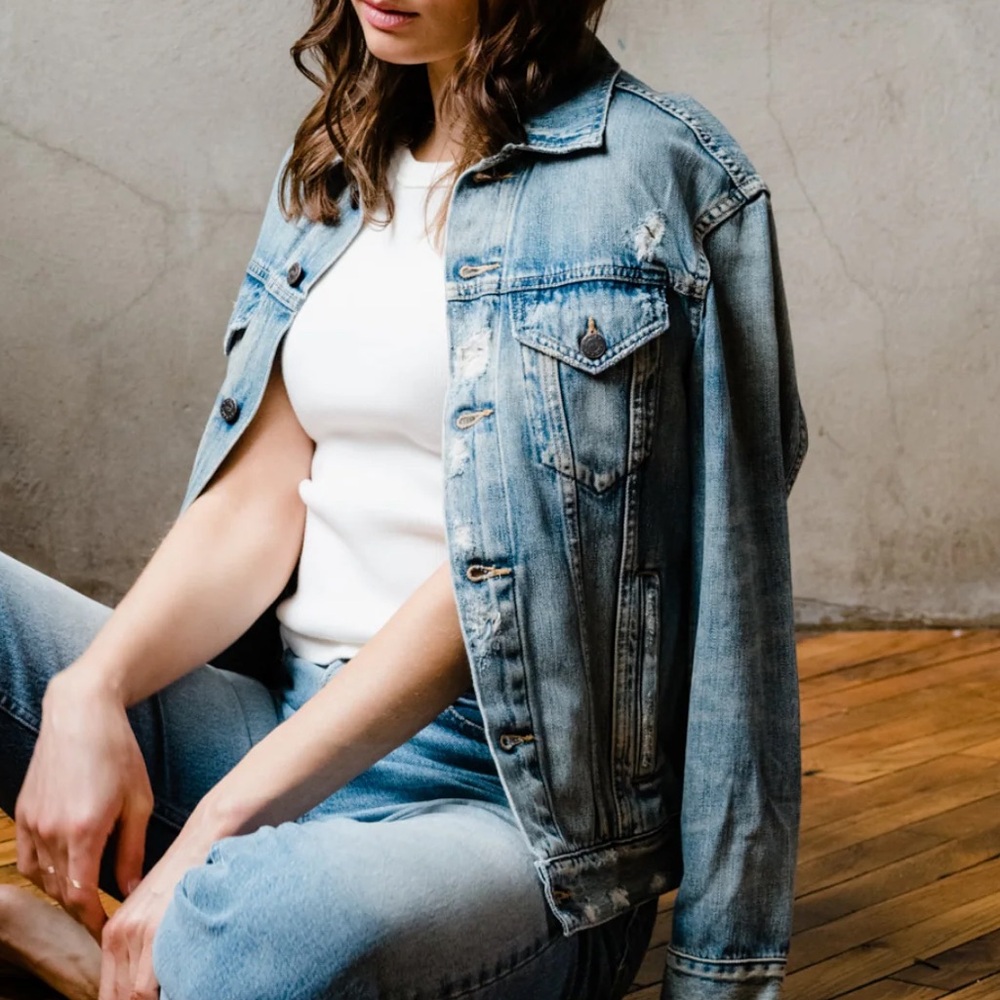 ABLE Merly denim jacket distressed patina original wash